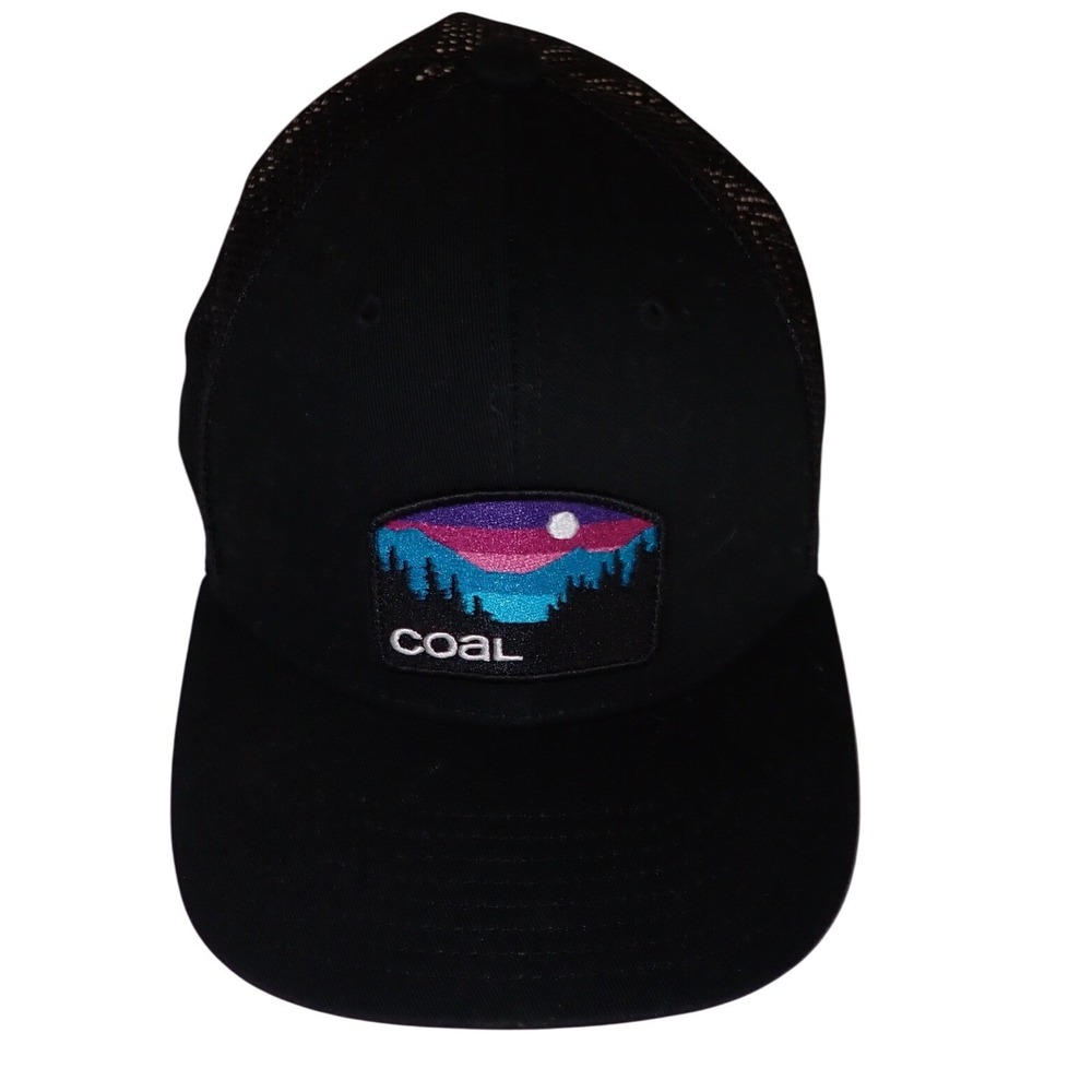 Coal Headwear Black Trucker Hat Mountain‎ Patch Snapback Mesh Cap Mens OSFM